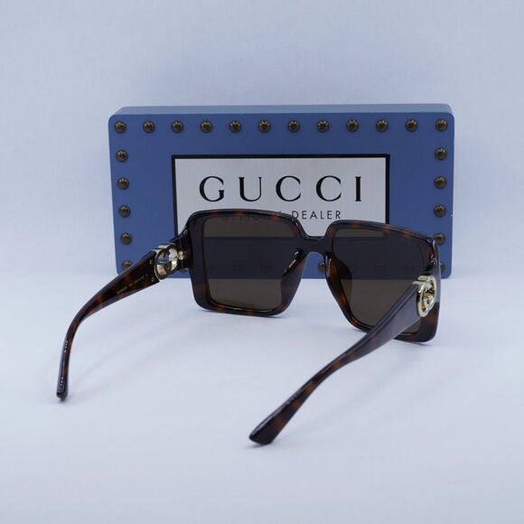 Gucci GG1692SA 002 Square Sunglasses - Dark Havana/Brown main image 8